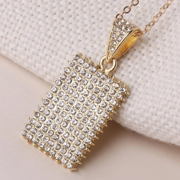 Jewelry - Rhinestone Geometric Charm Necklace Faux Diamond